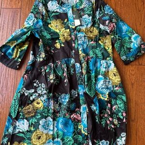 Tuckernuck Verdant Floral Royal Shirt Dress size large